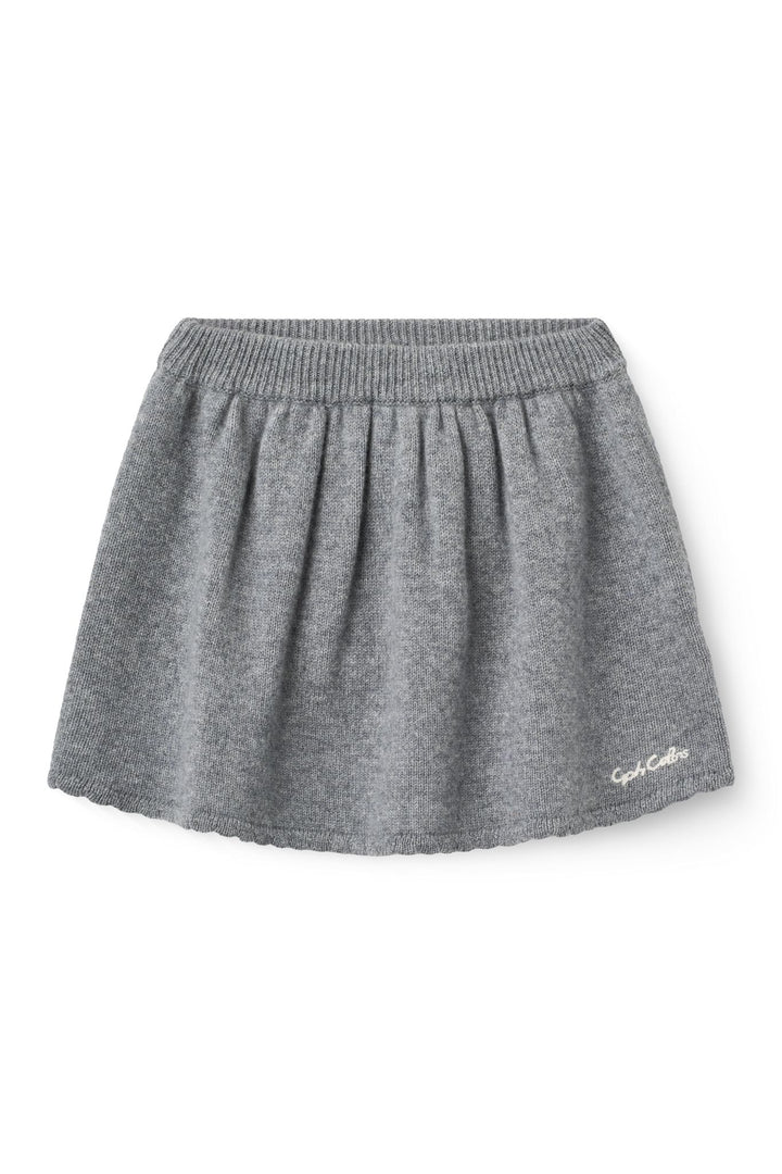 Cashmere Skirt w. Emb. - GREY MELANGE