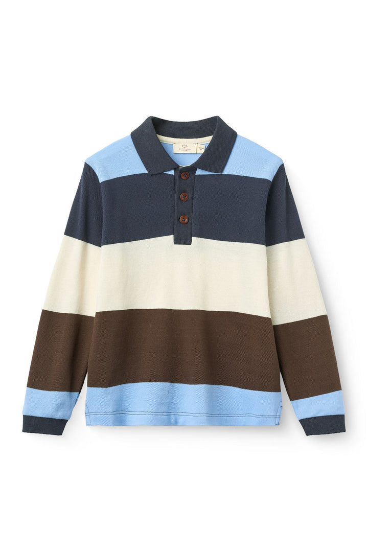 Stripe Pique Polo w. LS - Brown