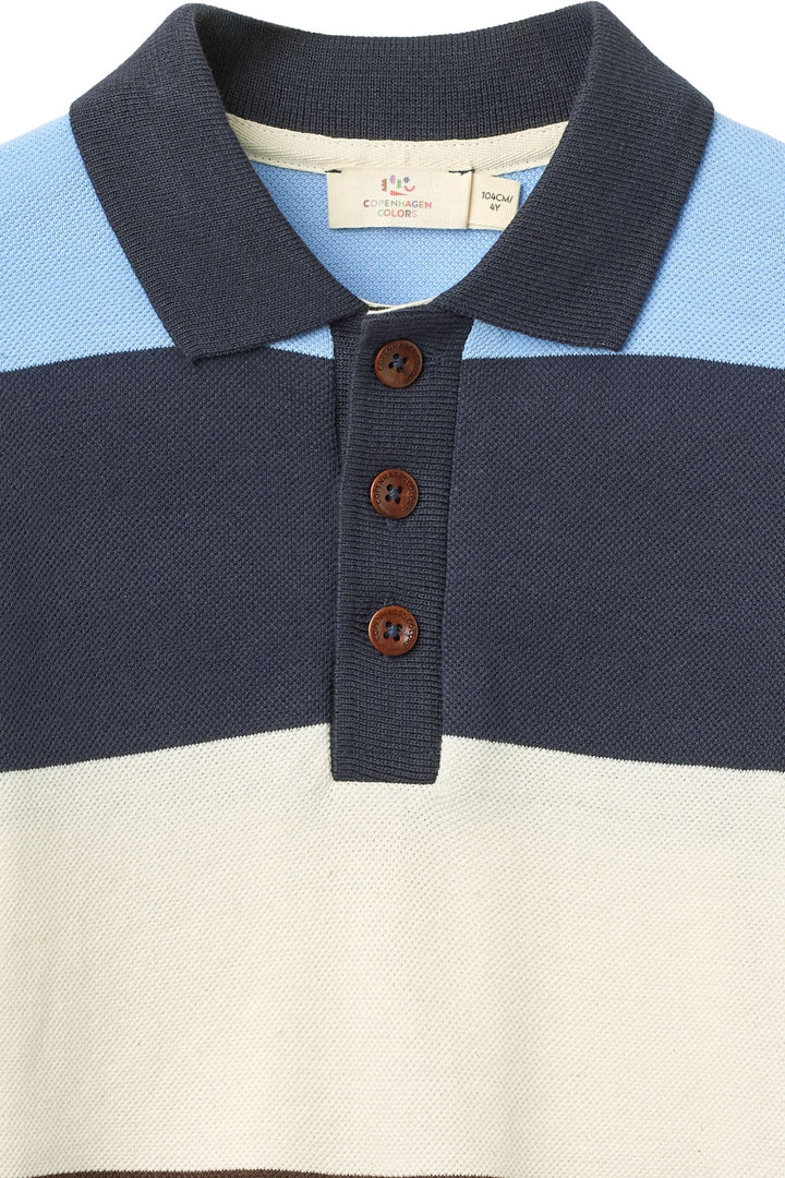 Stripe Pique Polo w. LS - Brown