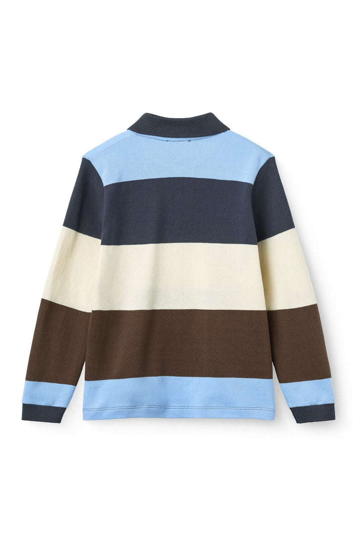 Stripe Pique Polo w. LS - Brown