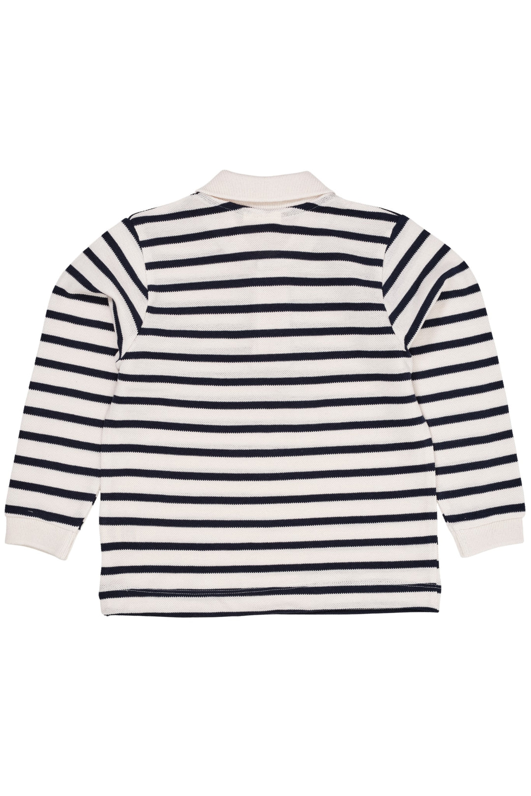 STRIPED PIQUE POLO W. LS - NAVY/CREAM STRIPE