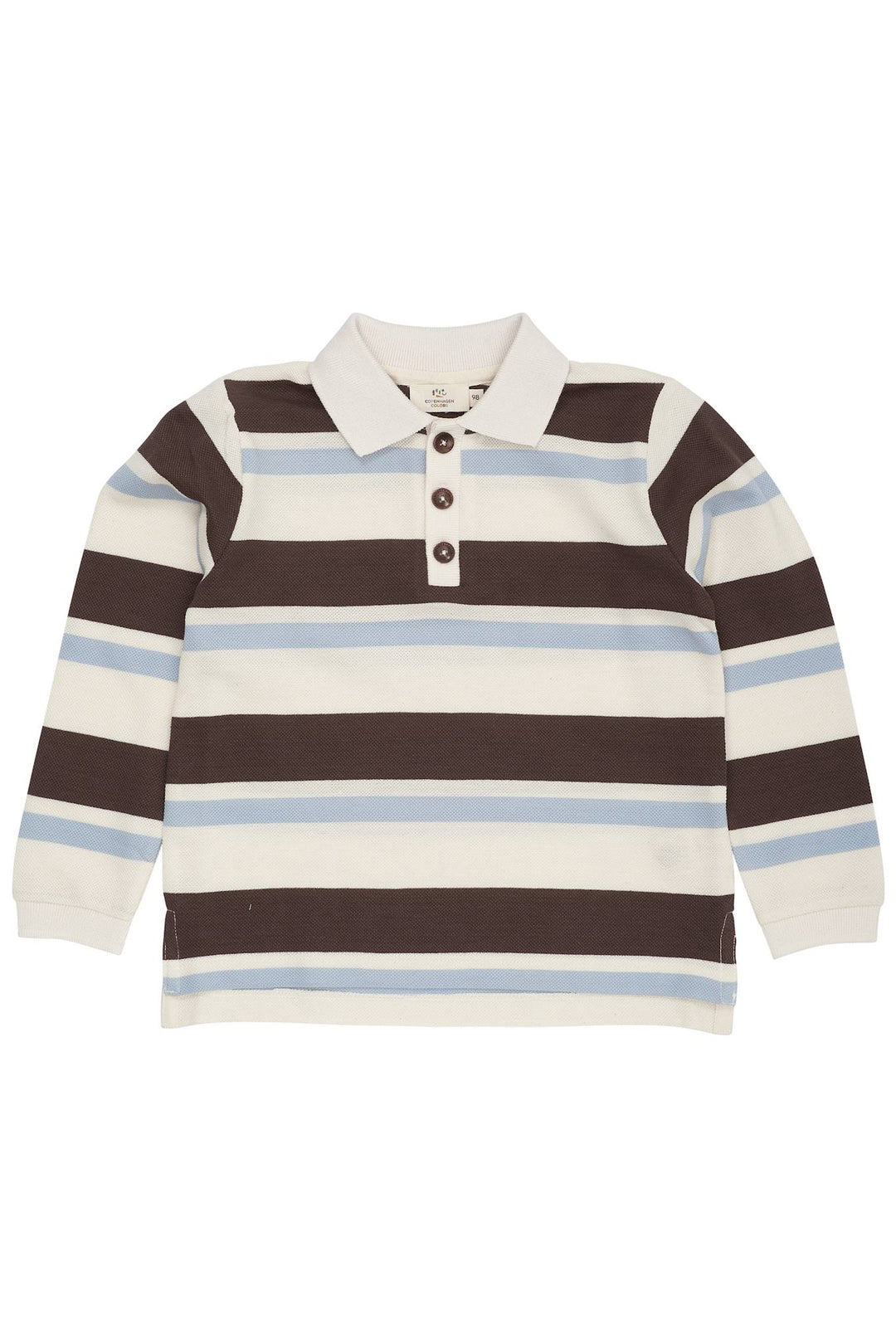 STRIPED PIQUE POLO W. LS - DUSTY BLUE COMBI