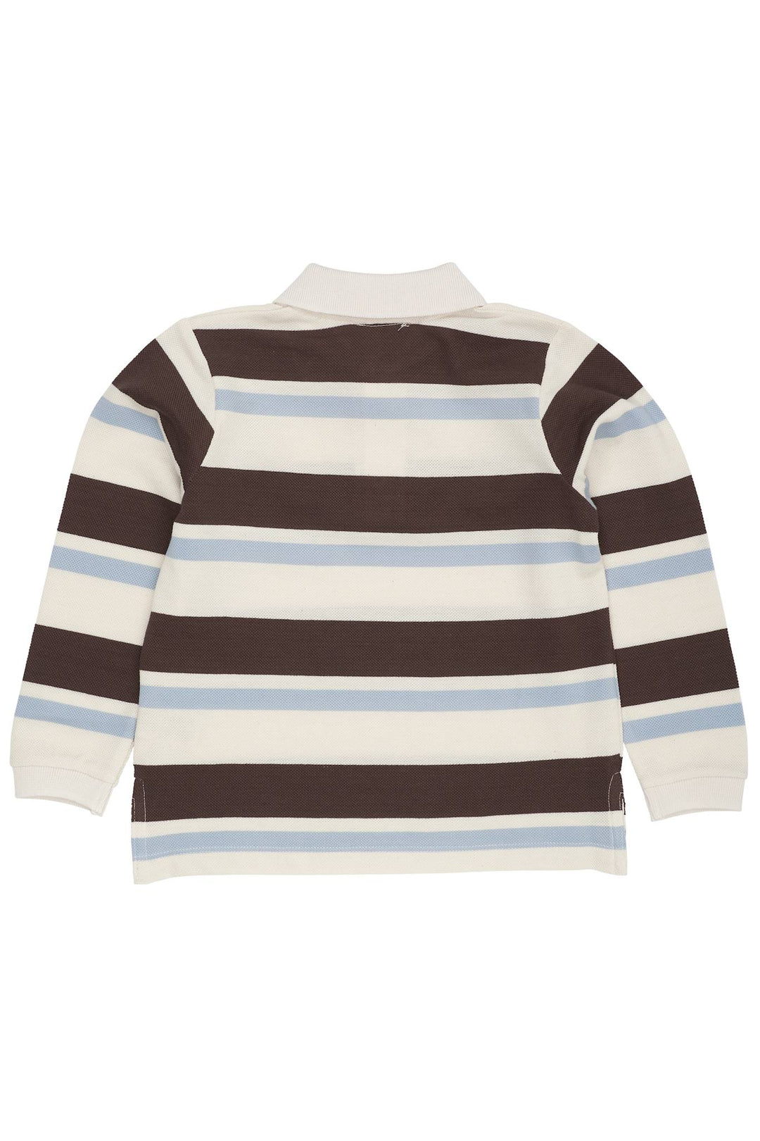 STRIPED PIQUE POLO W. LS - DUSTY BLUE COMBI