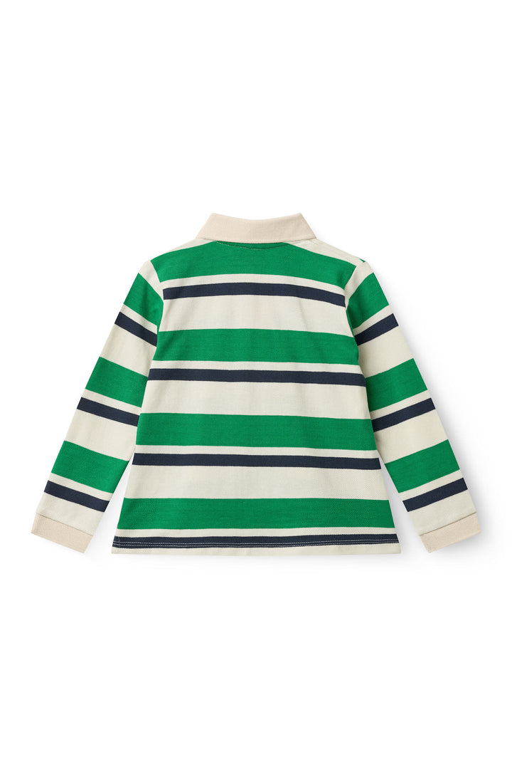 STRIPED PIQUE POLO W. LS - GREEN COMBI