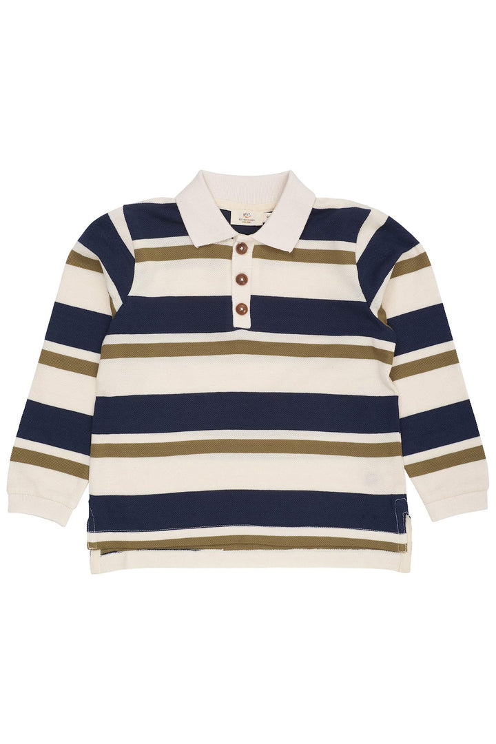STRIPED PIQUE POLO W. LS - GREEN COMBI