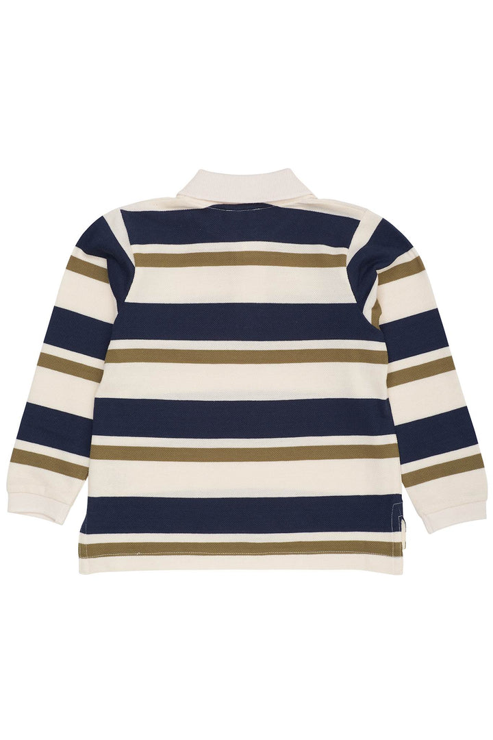 STRIPED PIQUE POLO W. LS - GREEN COMBI