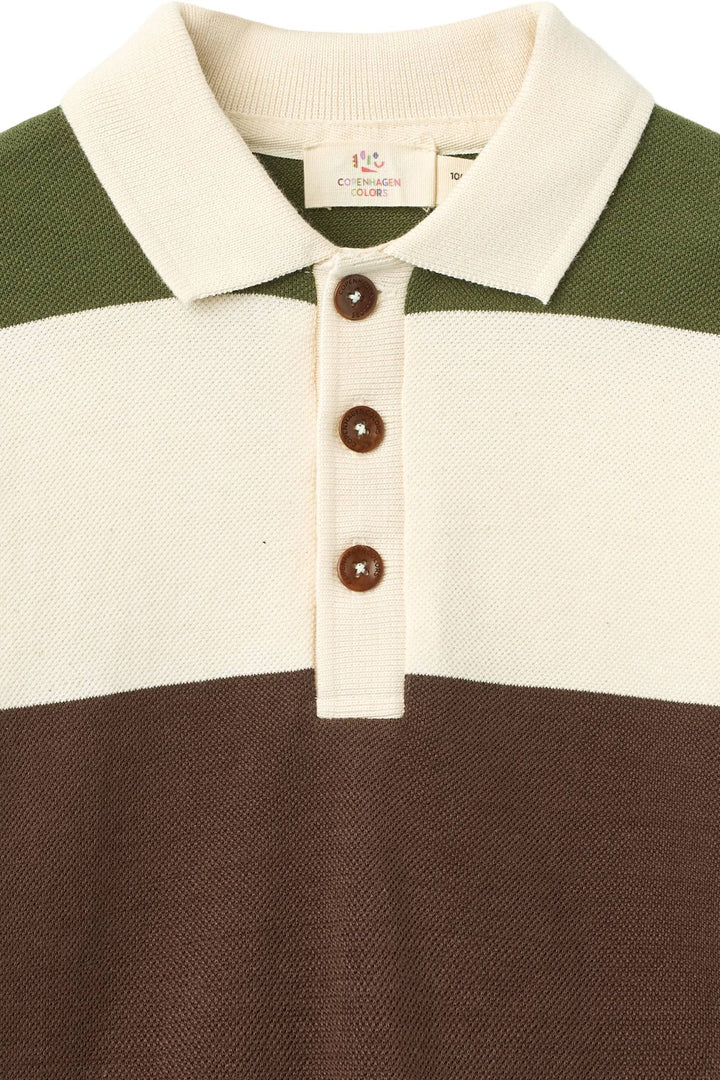 Stripe Pique Polo w. LS - Grey