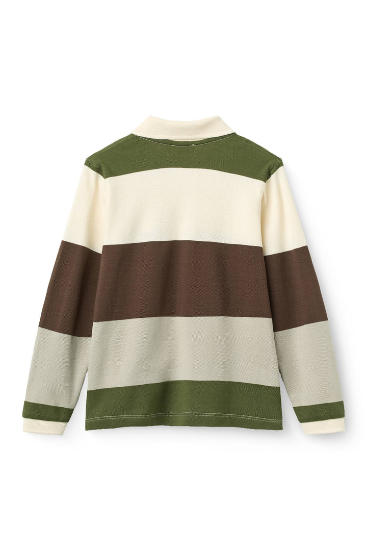 Stripe Pique Polo w. LS - Grey