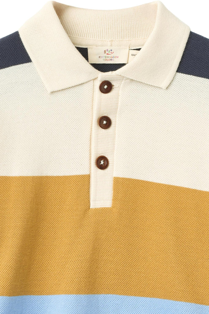 Stripe Pique Polo w. LS - Mustard