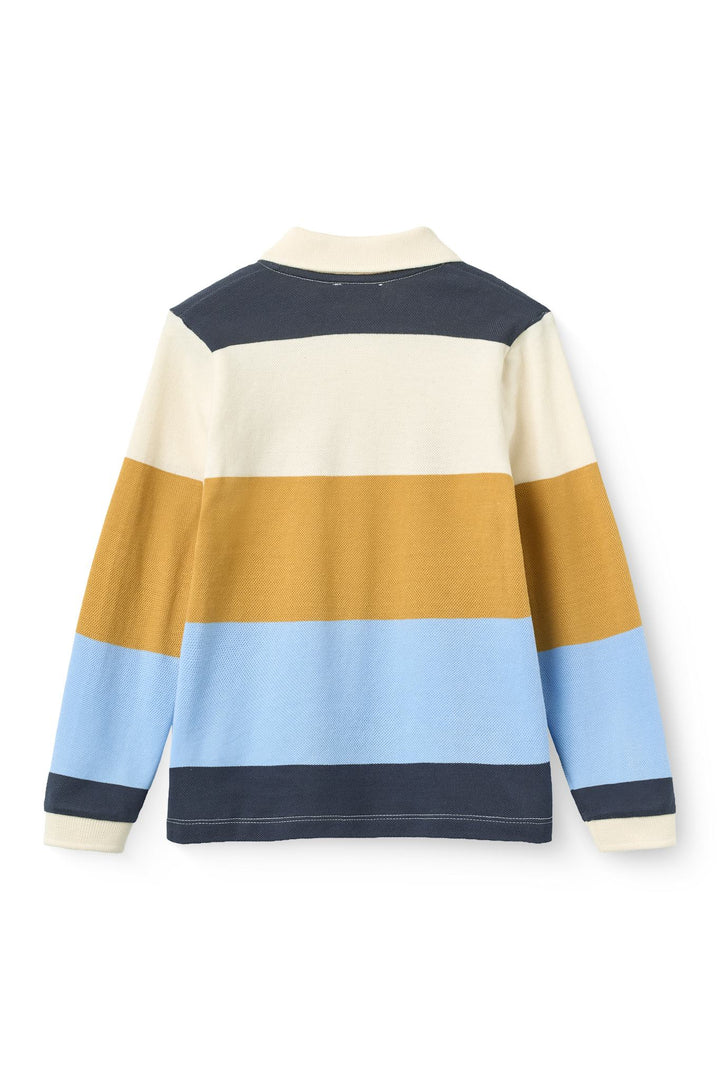 Stripe Pique Polo w. LS - Mustard