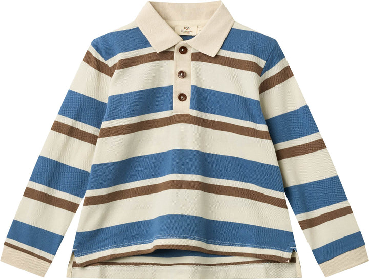 STRIPED PIQUE POLO W. LS - SHARP BLUE COMB.