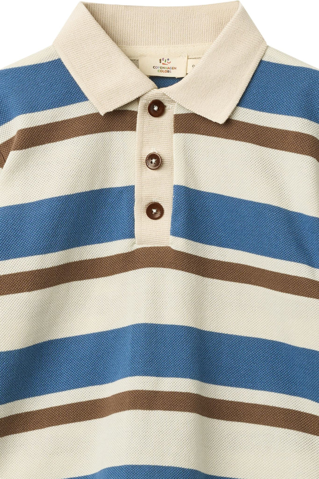 STRIPED PIQUE POLO W. LS - SHARP BLUE COMB.
