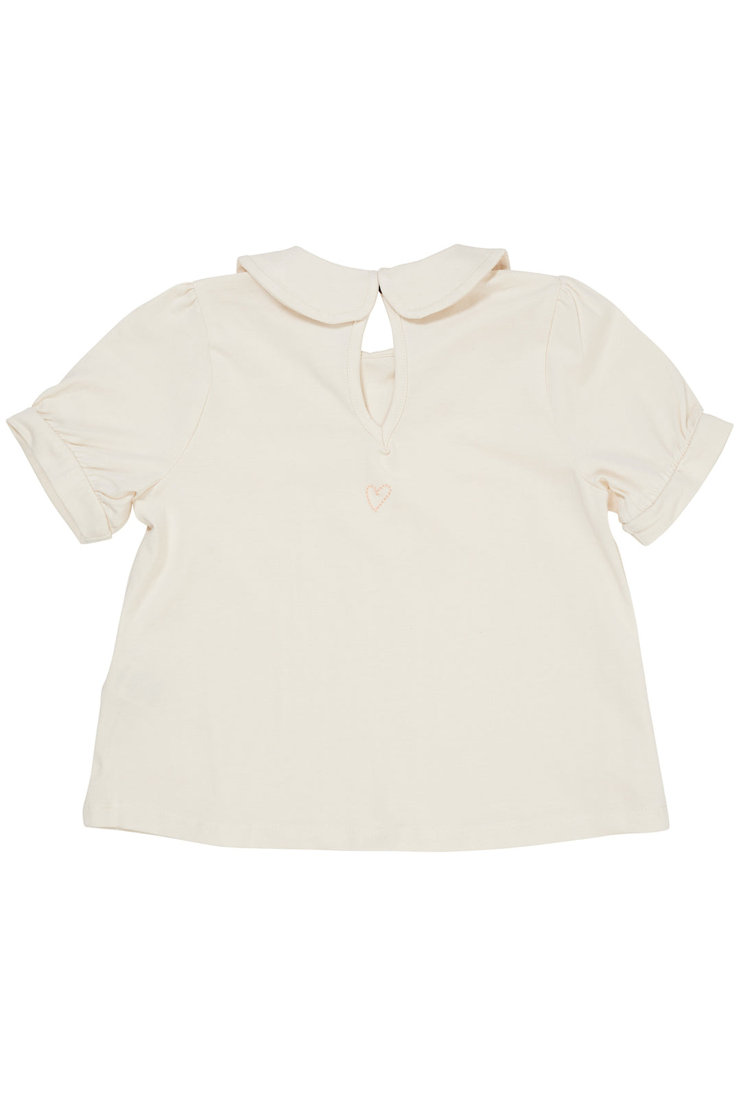 SOLID BLOUSE W. COLLAR SS - CREAM
