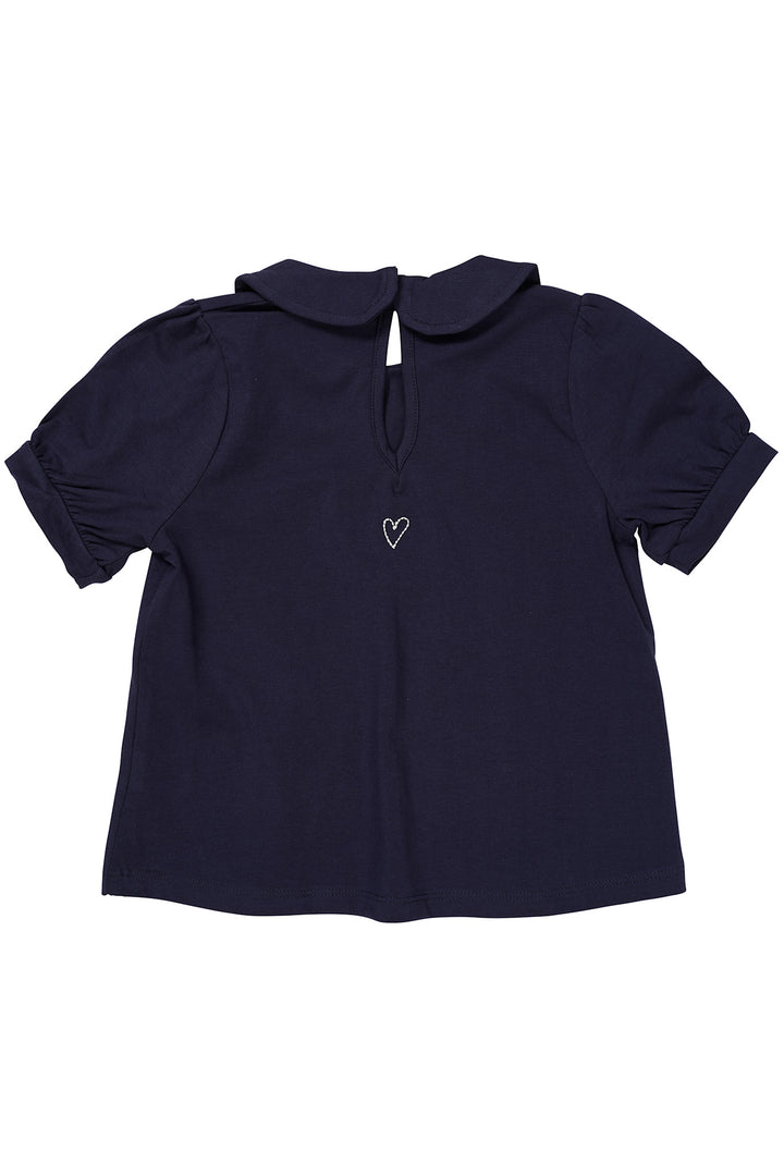 SOLID BLOUSE W. COLLAR SS - NAVY