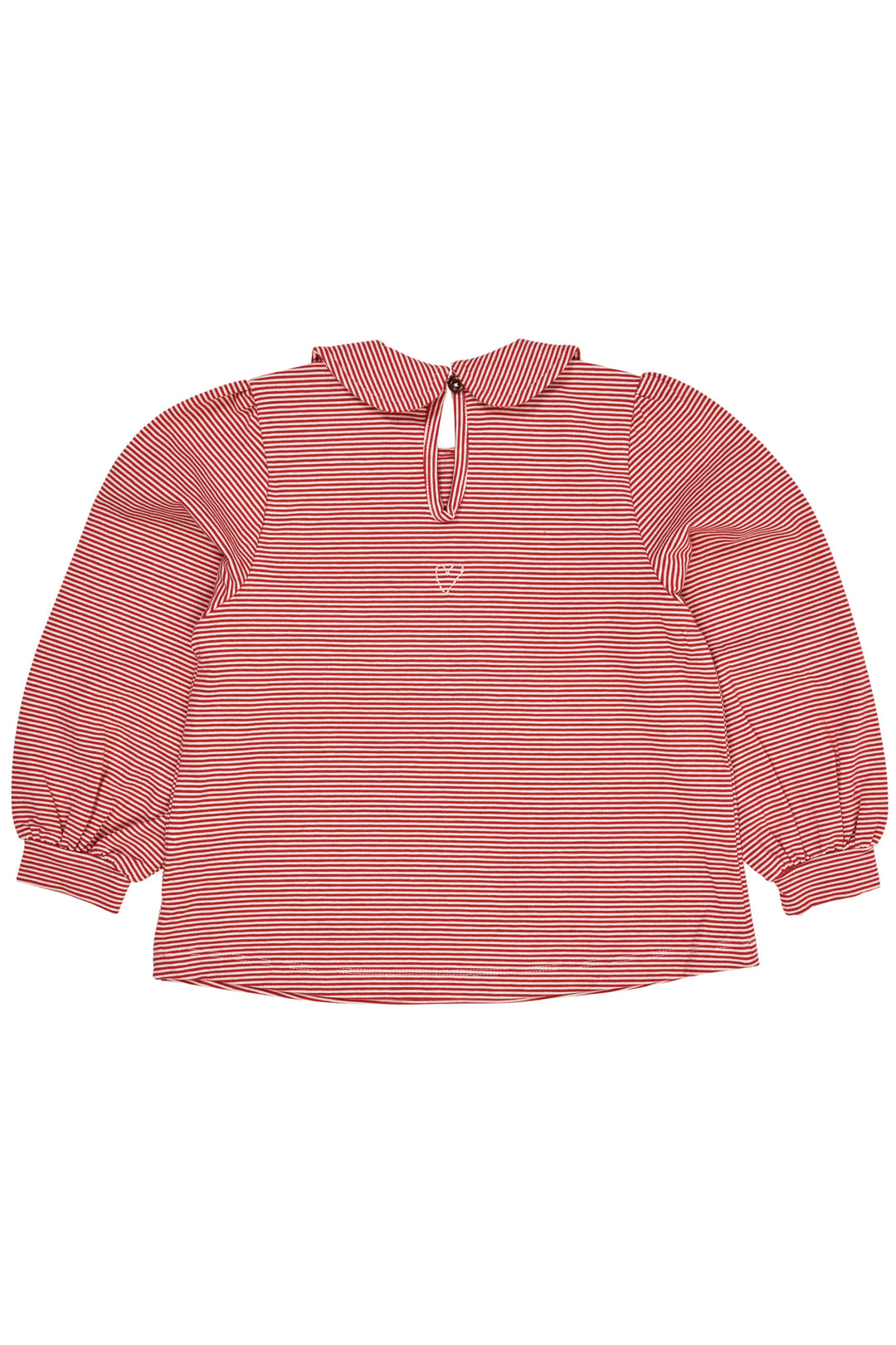 STRIPED BLOUSE W. COLLAR LS - RED/CREAM STRIPE