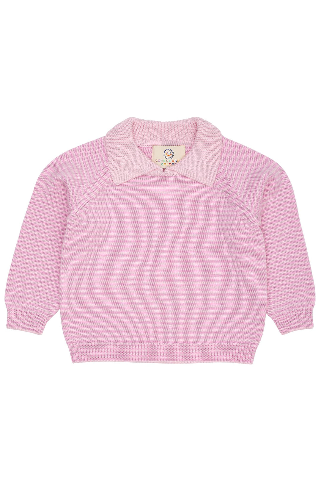 MERINO STRIPED BLOUSE W. COLLAR - BALLERINA/SYRINGA STRIPE