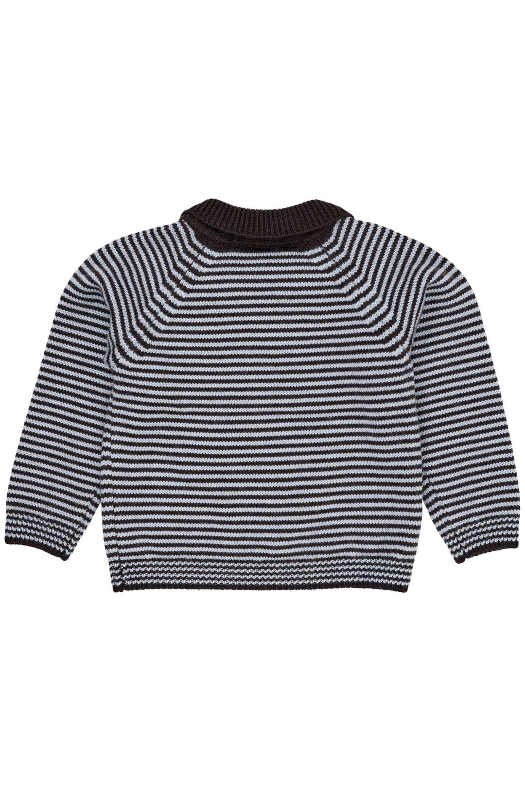 Merino Striped Blouse W. Collar - DK BROWN/DUSTY BLUE STRIPE