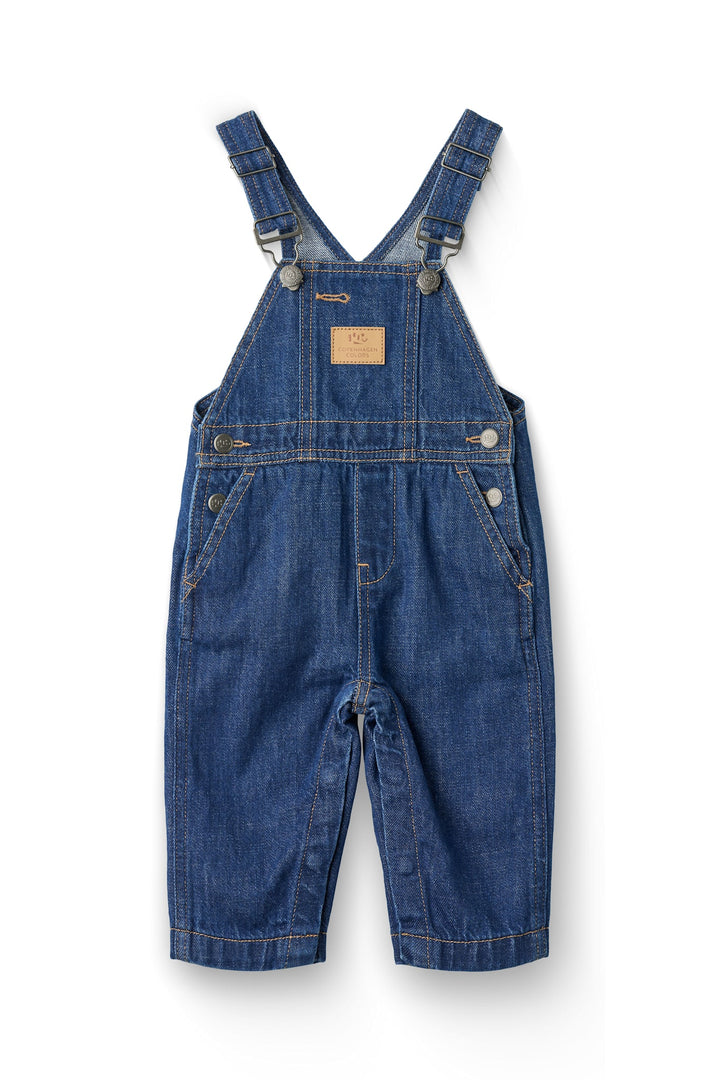 ORGANIC BABY OVERALLS - DARK INDIGO BLUE WASHED