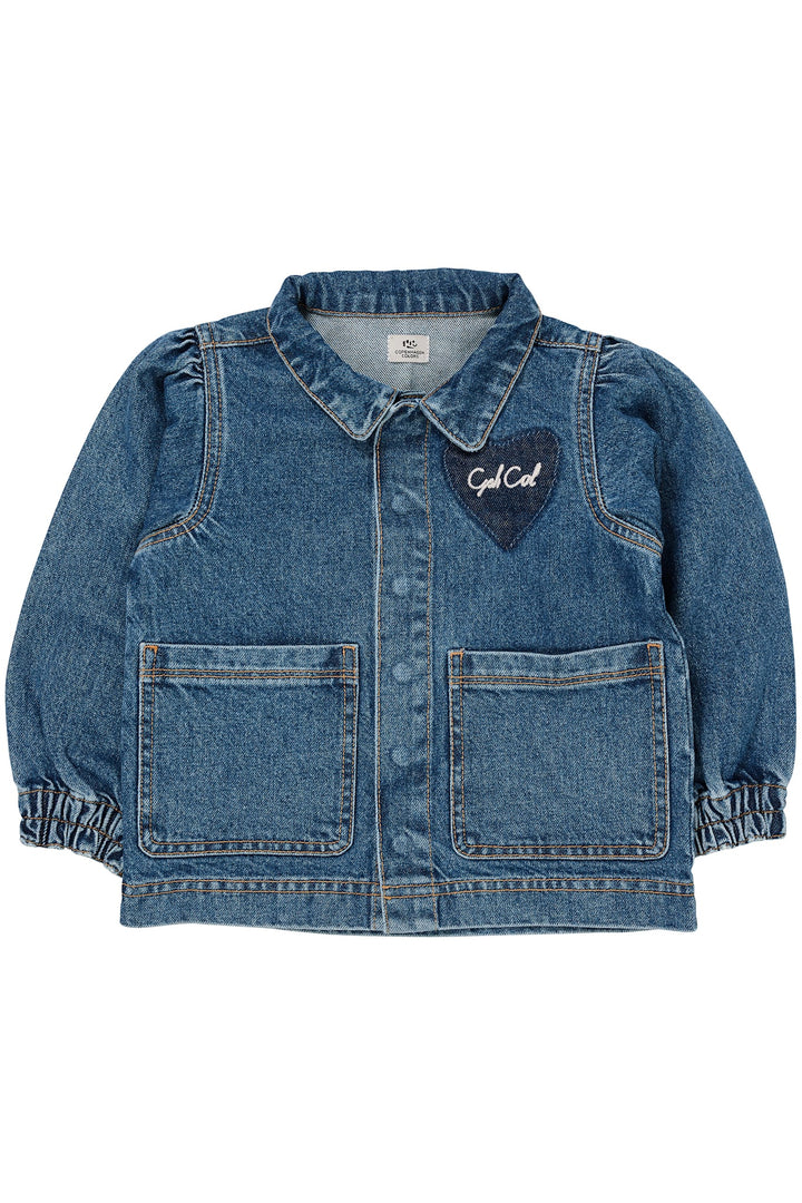 ORGANIC DENIM HEARTS JACKET - INDIGO BLUE WASHED