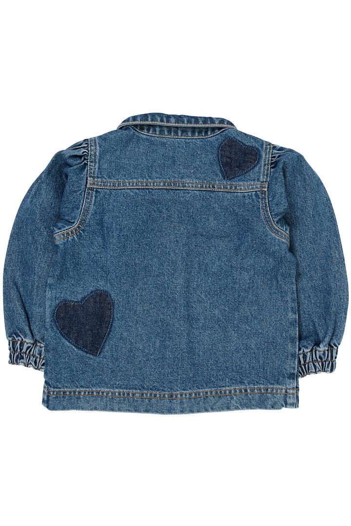 ORGANIC DENIM HEARTS JACKET - INDIGO BLUE WASHED