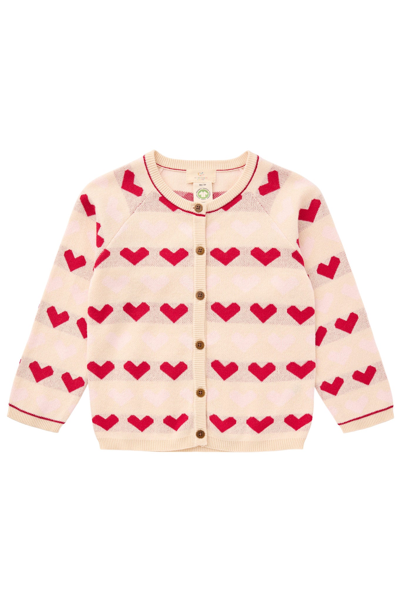 KNITTED HEART CARDIGAN - BERRY COMB.