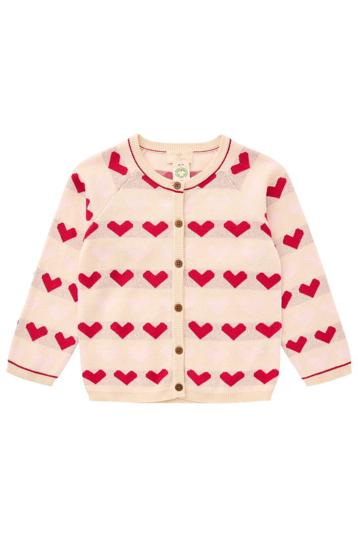 KNITTED HEART CARDIGAN - BERRY COMB