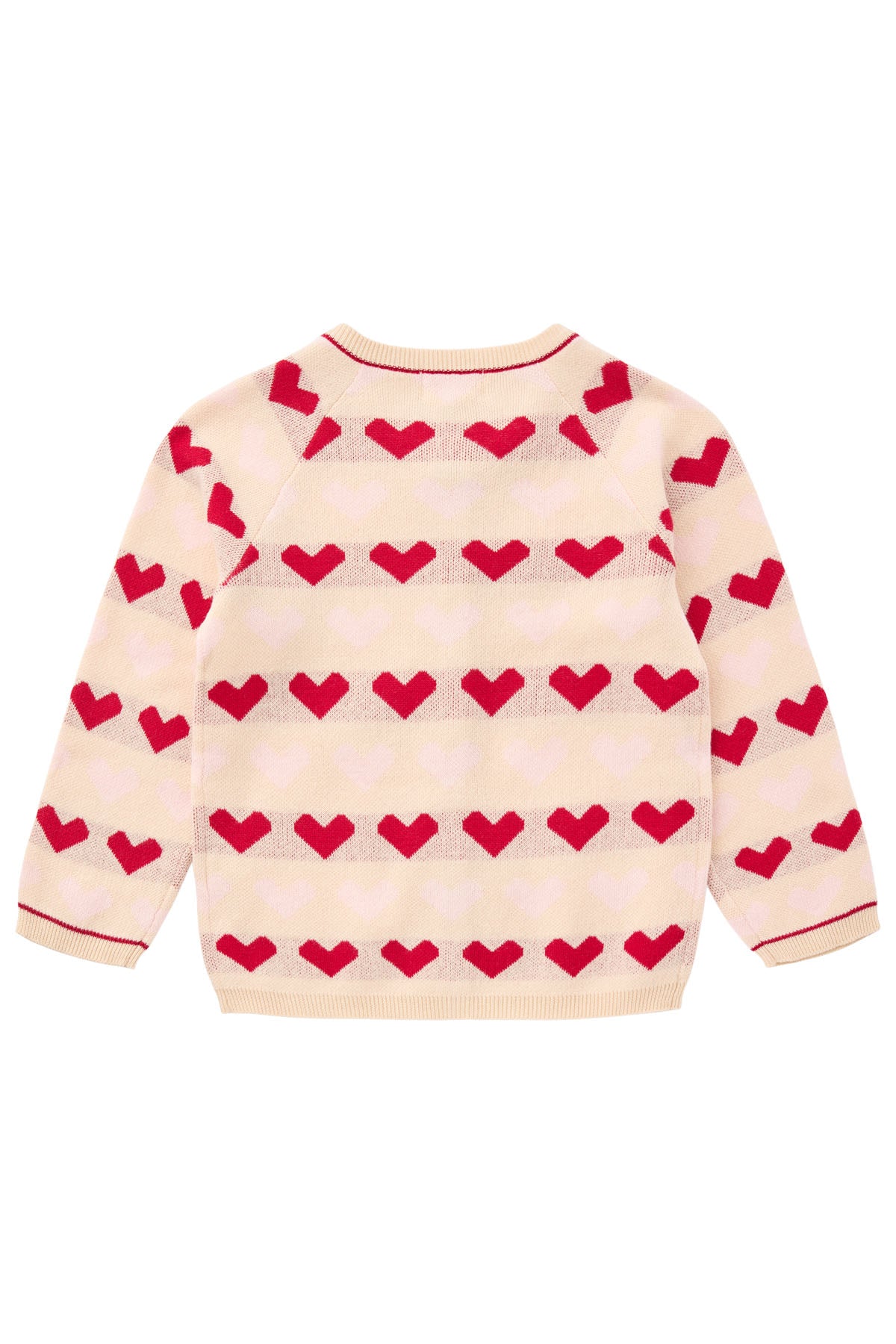 KNITTED HEART CARDIGAN - BERRY COMB.