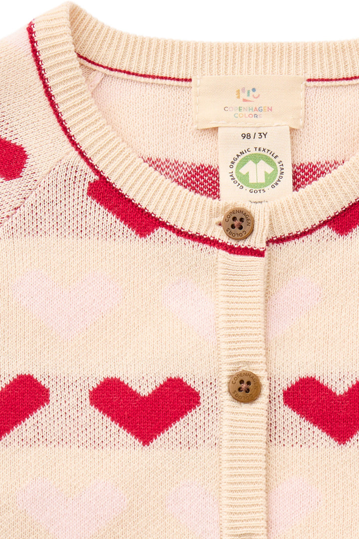 KNITTED HEART CARDIGAN - BERRY COMB