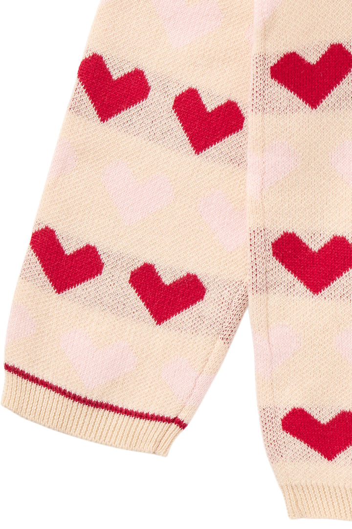 KNITTED HEART CARDIGAN - BERRY COMB