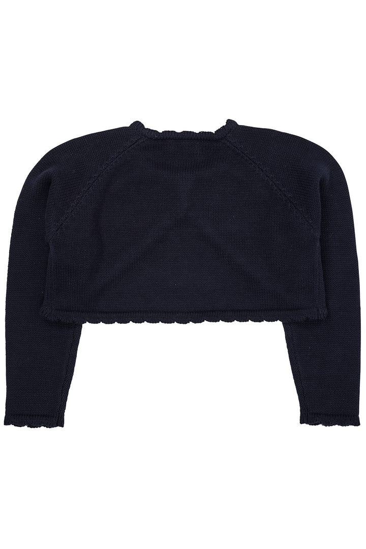 LT. KNITTED BOLERO W. HEART BUTTON - NAVY
