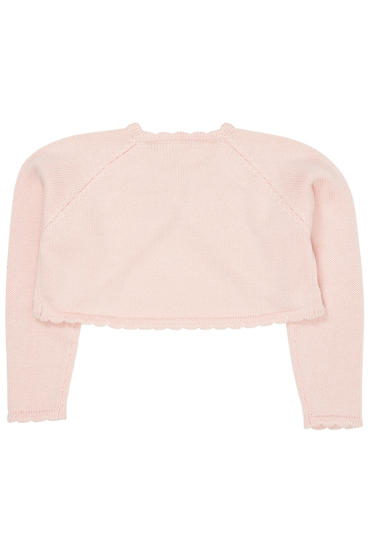 LT. KNITTED BOLERO W. HEART BUTTON - SOFT PINK