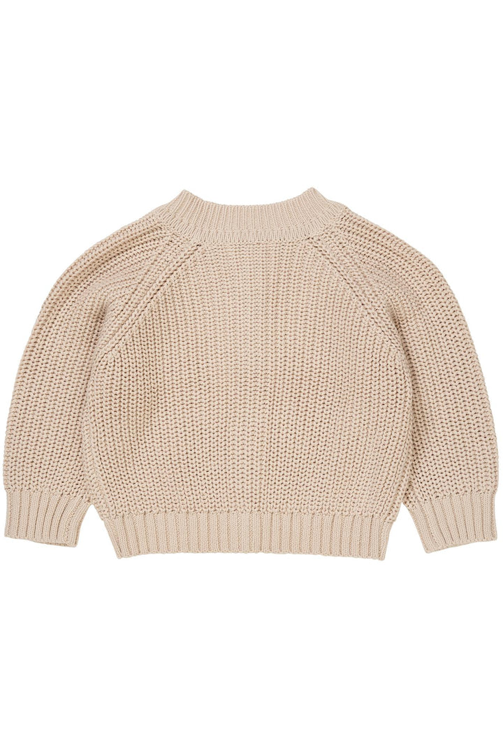 KNITTED CLASSIC RIB CARDIGAN - BEIGE