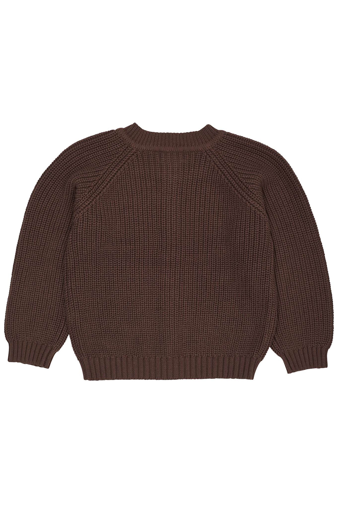 KNITTED CLASSIC RIB CARDIGAN - DK BROWN