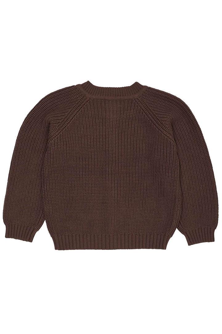 KNITTED CLASSIC RIB CARDIGAN - DK BROWN