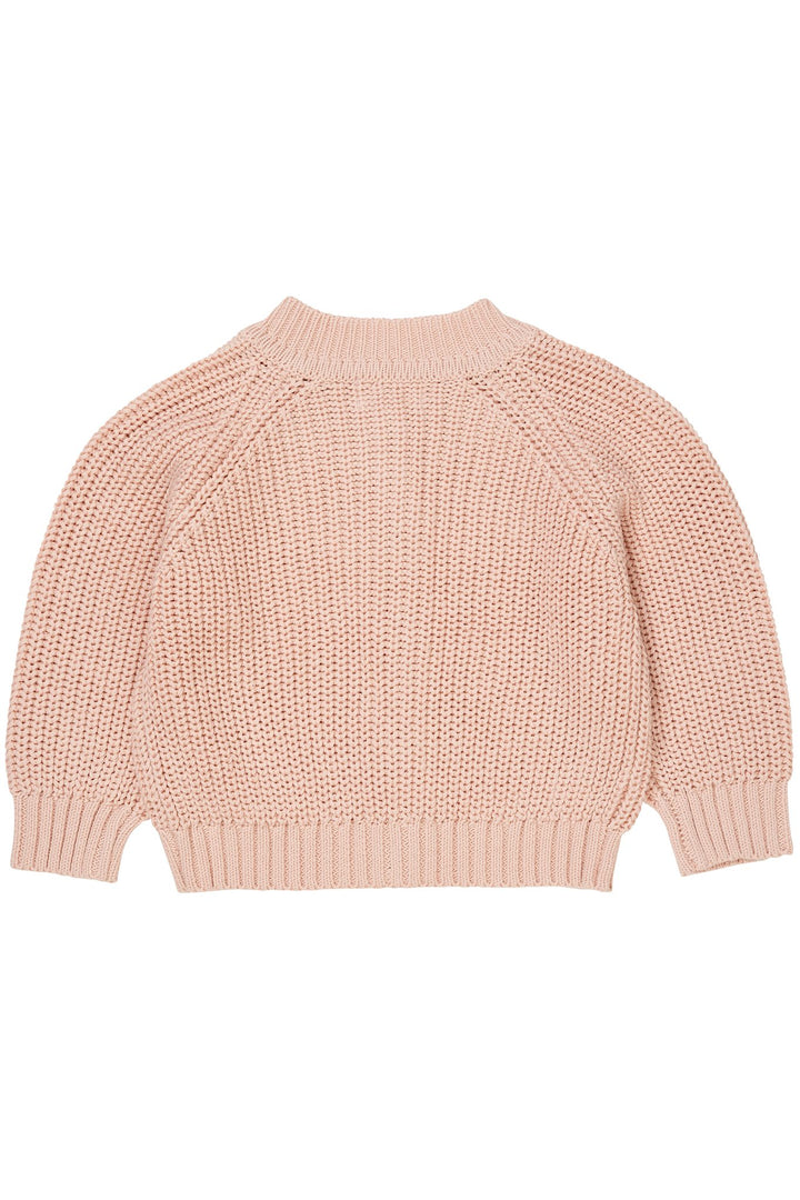 KNITTED CLASSIC RIB CARDIGAN - DUSTY ROSE