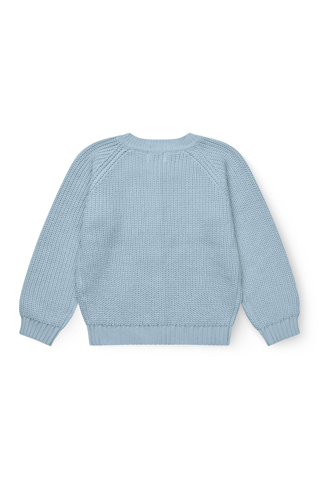 KNITTED CLASSIC RIB CARDIGAN - DUSTY BLUE