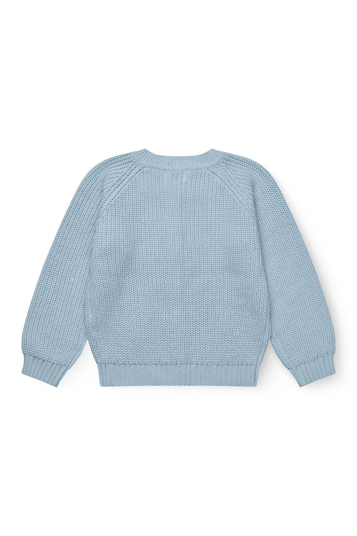 KNITTED CLASSIC RIB CARDIGAN - DUSTY BLUE