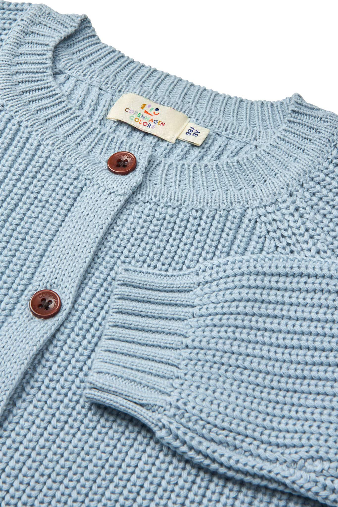 KNITTED CLASSIC RIB CARDIGAN - DUSTY BLUE