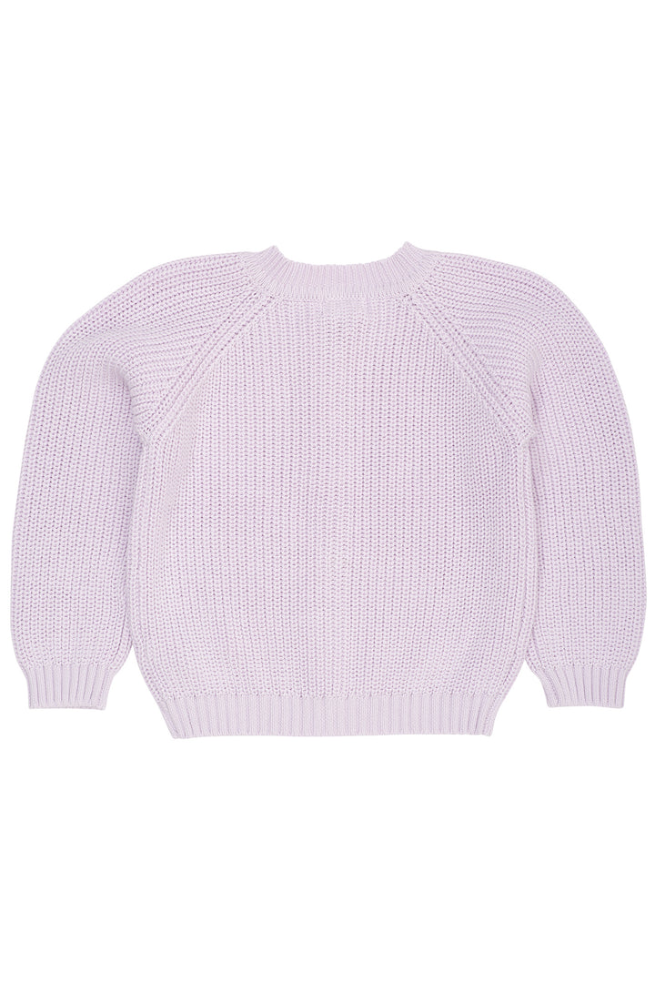 KNITTED CLASSIC RIB CARDIGAN - LAVENDER