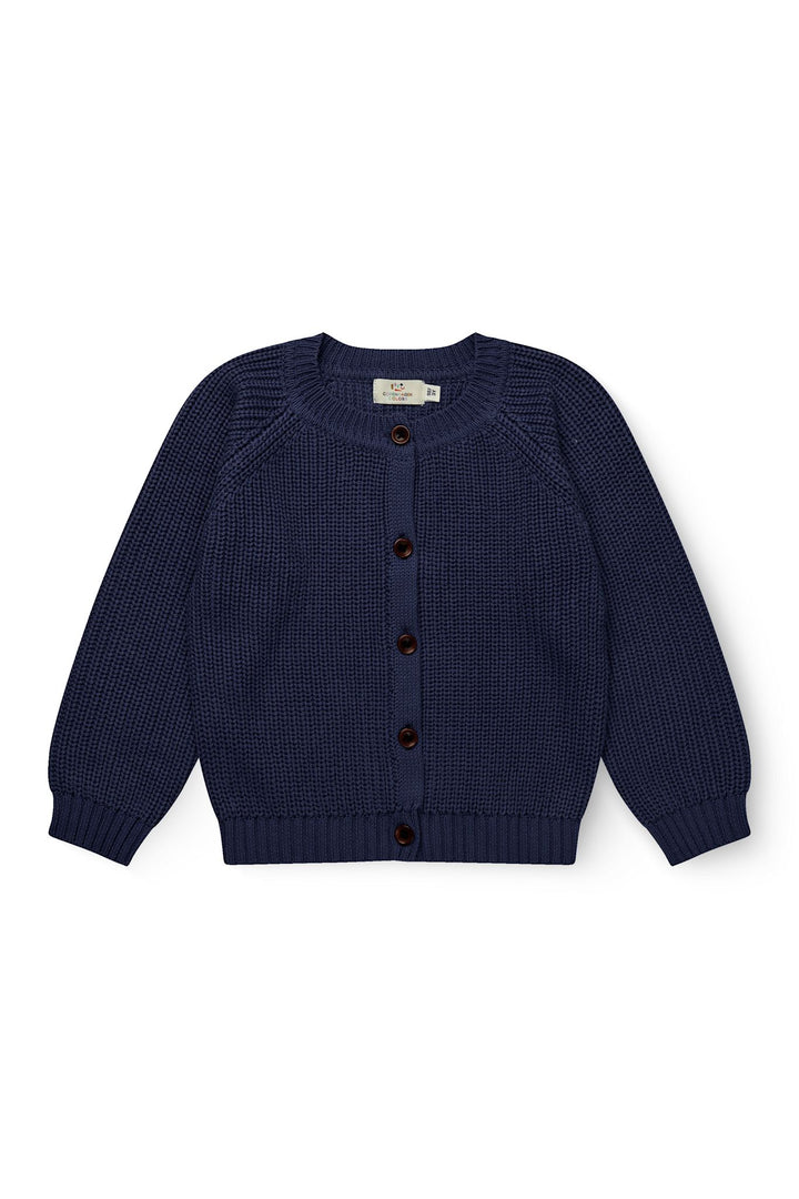 KNITTED CLASSIC RIB CARDIGAN - NAVY