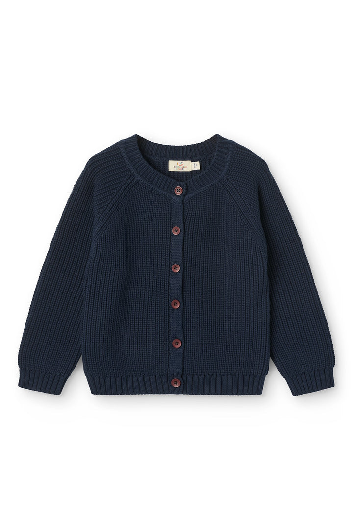 Knitted Classic Rib Cardigan - Navy