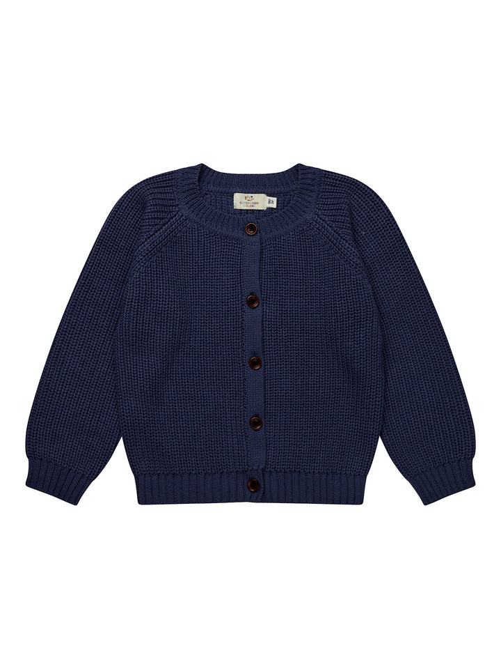 KNITTED CLASSIC RIB CARDIGAN - NAVY