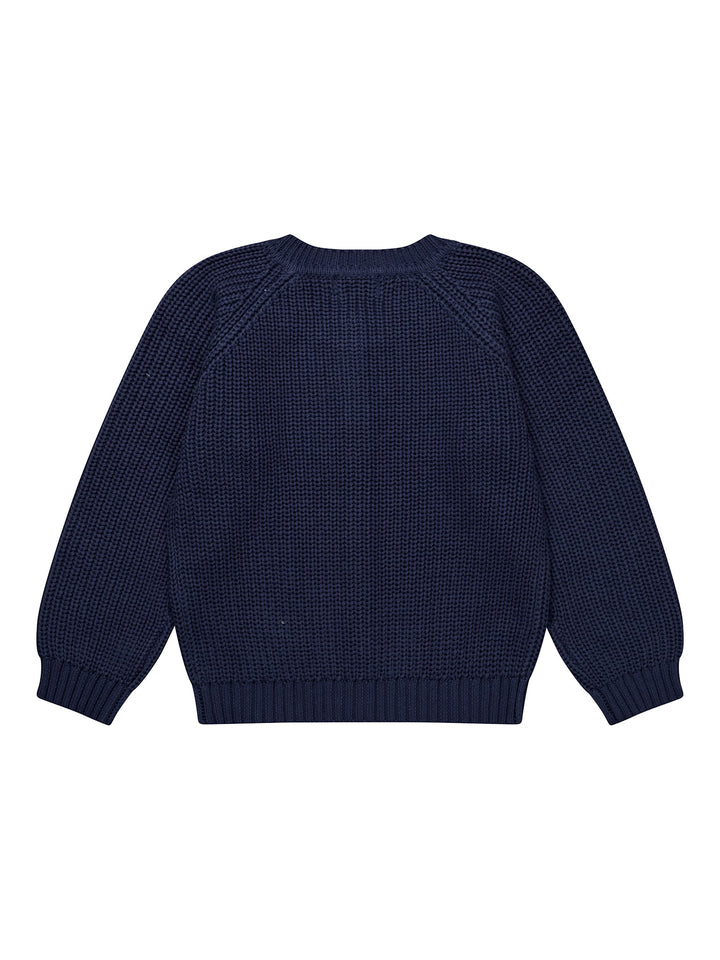 KNITTED CLASSIC RIB CARDIGAN - NAVY