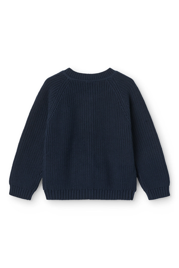 Knitted Classic Rib Cardigan - Navy