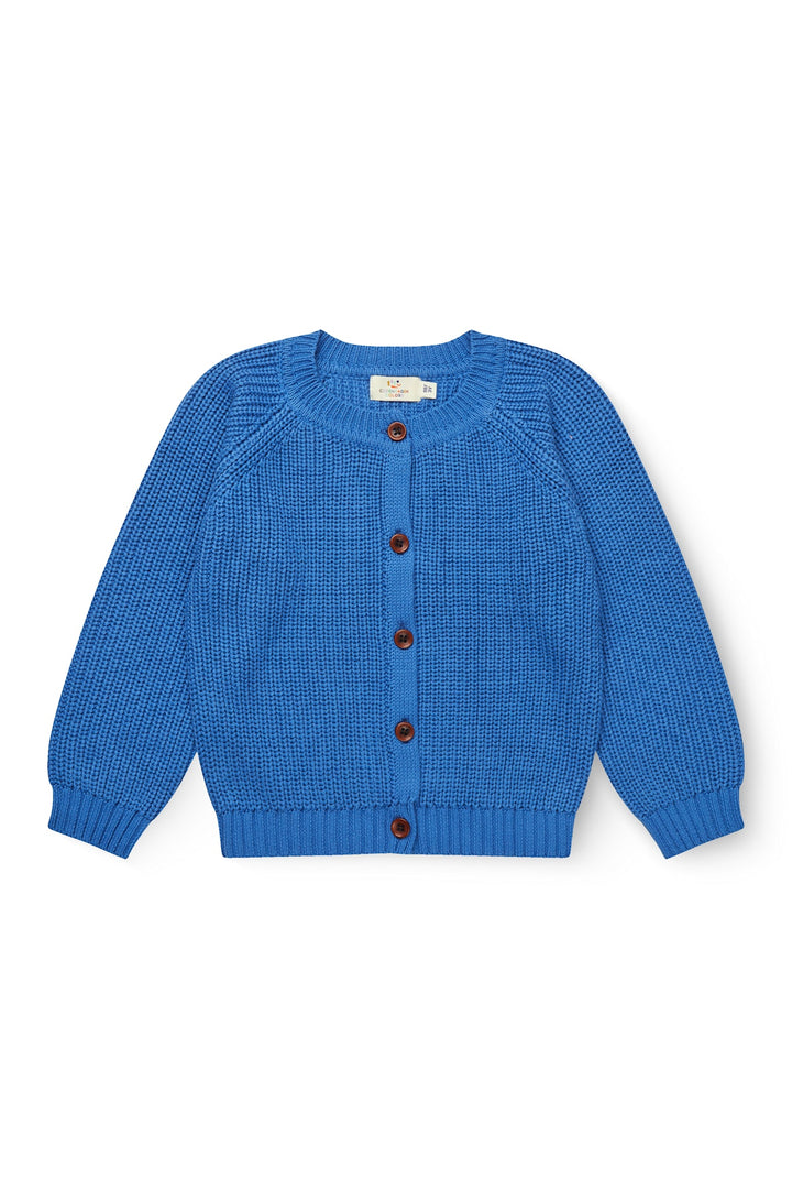 KNITTED CLASSIC RIB CARDIGAN - SHARP BLUE