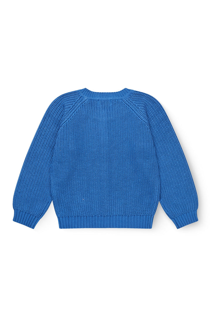 KNITTED CLASSIC RIB CARDIGAN - SHARP BLUE