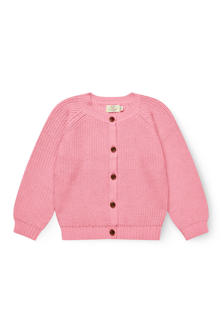 KNITTED CLASSIC RIB CARDIGAN - PINK