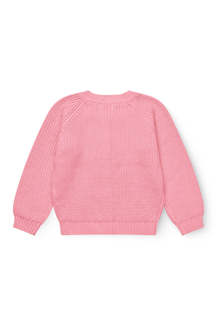 KNITTED CLASSIC RIB CARDIGAN - PINK