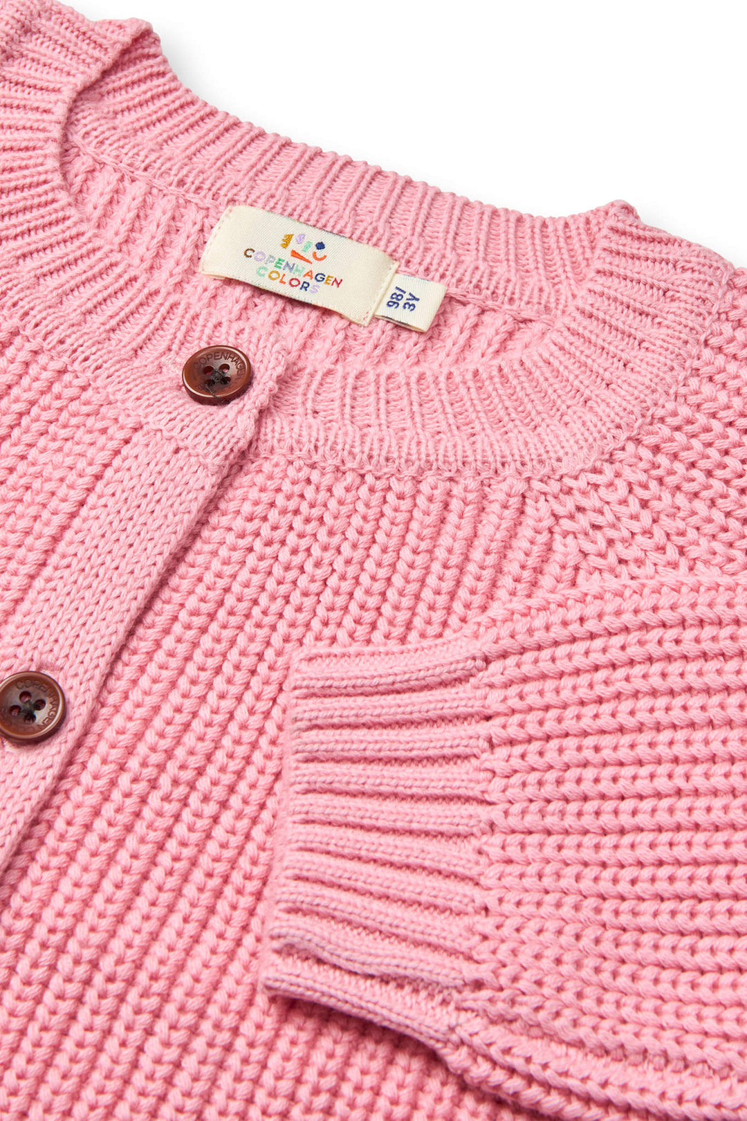 KNITTED CLASSIC RIB CARDIGAN - PINK