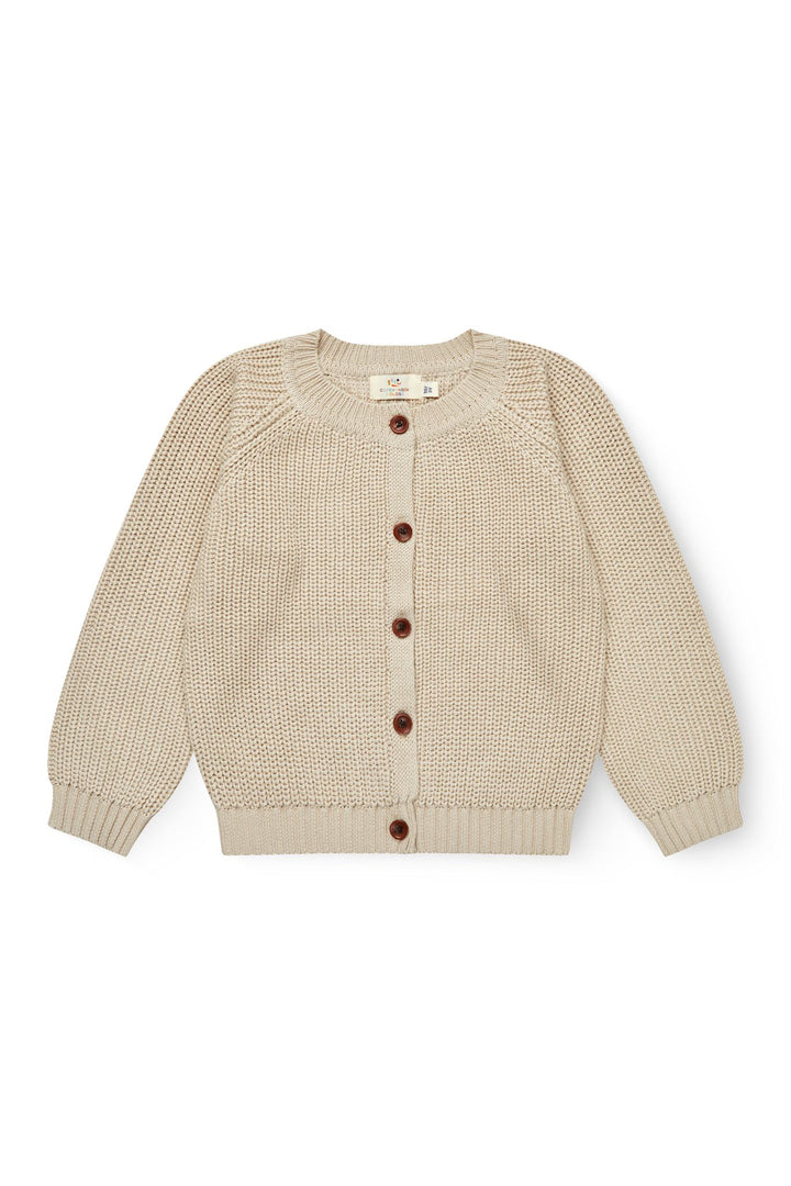 Knitted Classic Rib Cardigan - Sand